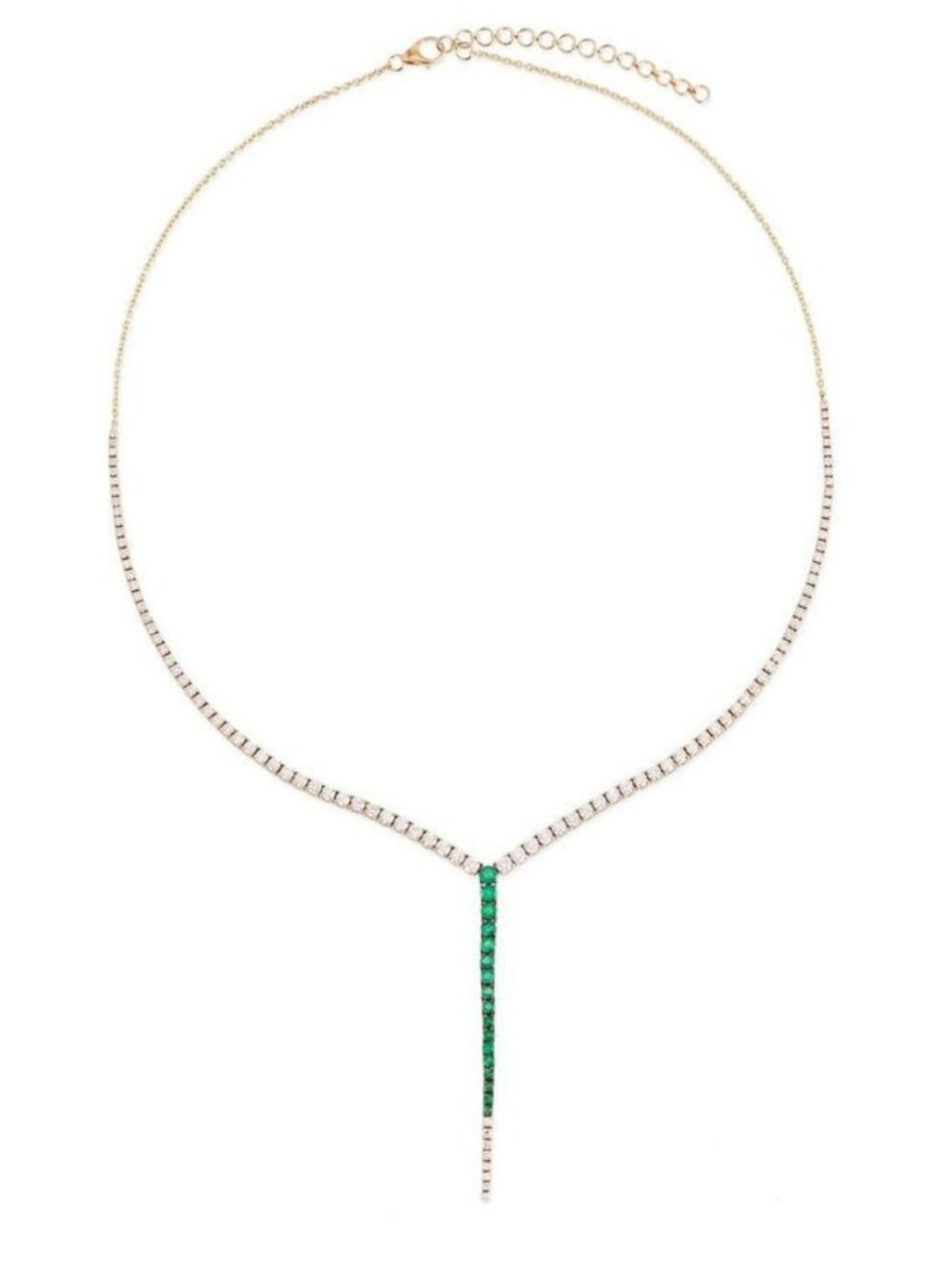 Emerald Black Diamond 14K (or 18k upon request) Gold Lariat Necklace